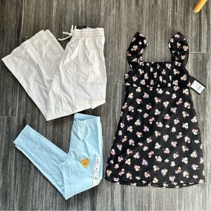 New with tags girls lot Sz 8 dress flowers leggings light blue cargo pants white